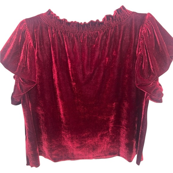 NWOT Free People Velvet Tie Front Detail Tee in Deep Red ♥️♥️ Size Small Holiday - Picture 3 of 8
